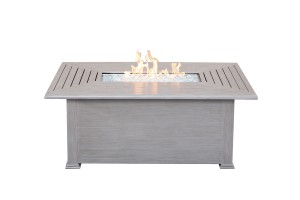 36" X 58" Rect Driftwood Slat Fire Table w/Lid