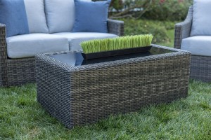 Woven Coffee Table with Glass