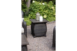 24” Square Aluminum Top Woven Side Table 