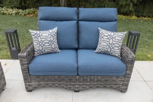 Cushioned High Back Loveseat with (2) 18" Throw Pillows