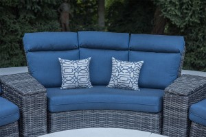 3- Cushioned Crescent Sofas with (6) 18" Throw Pillows 